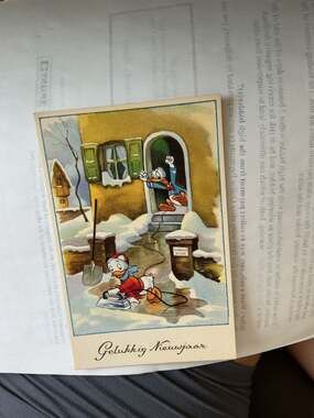 Vintage Disney Donald Duck and Nephew ' New Year Postcard Printed in Belgium